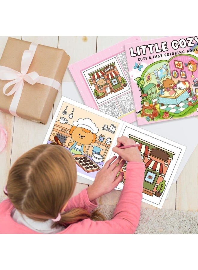 Capstro Bold & Easy Coloring Book for Kids – Cute, Simple Designs for Relaxing Creative Play | Large Illustration Art Book for Children - Little Cozy - Image 3